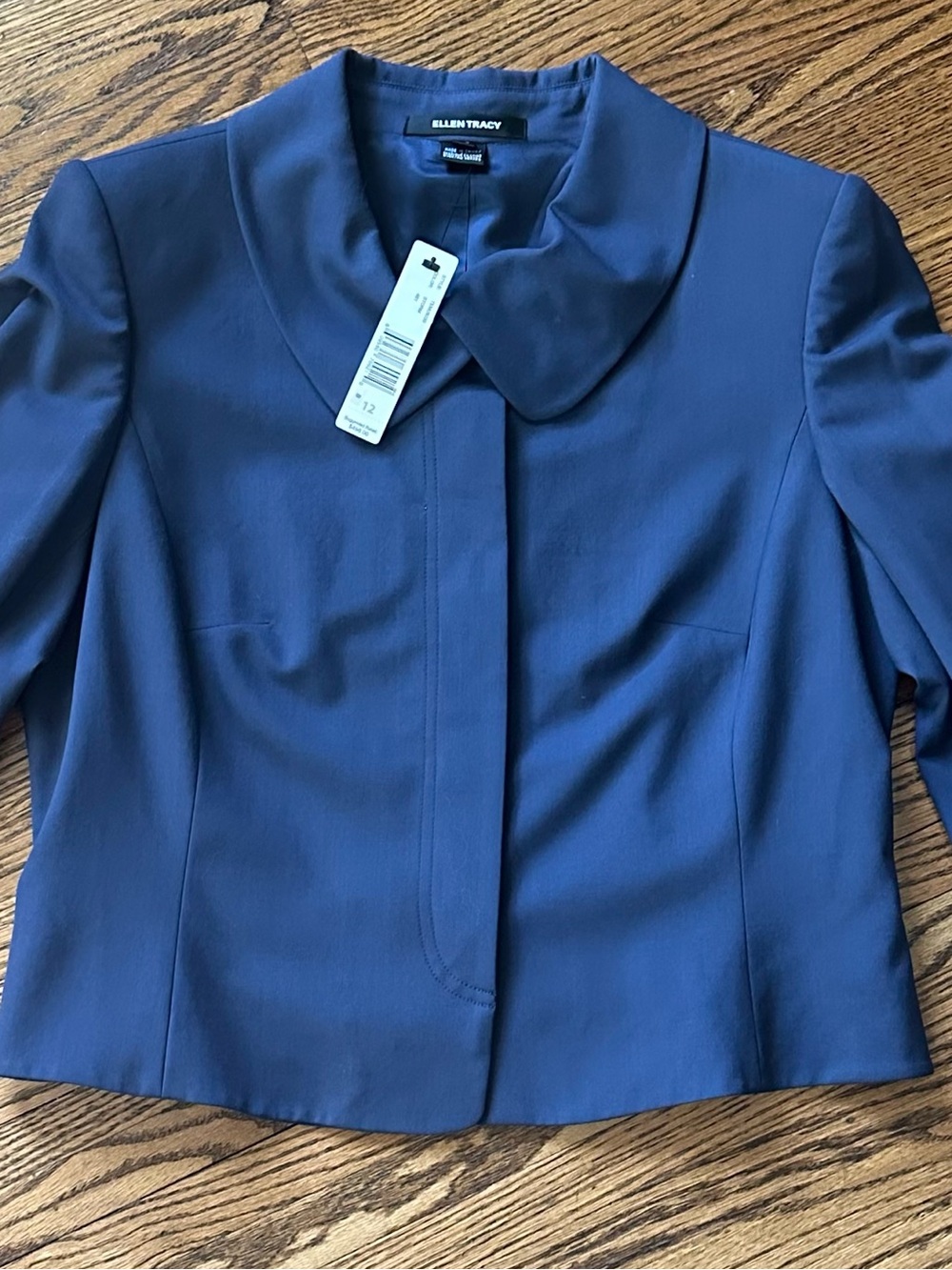 Ellen Tracy Deep Blue Rounded-Collar Blazer